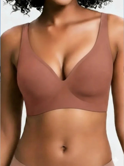 Jelly Wireless Seamless Deep-V Push-Up Bra