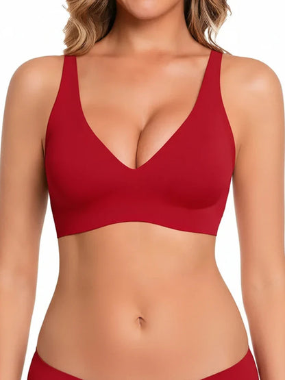 Jelly Wireless Seamless Deep-V Push-Up Bra