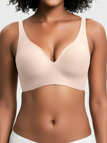 Jelly Wireless Seamless Deep-V Push-Up Bra